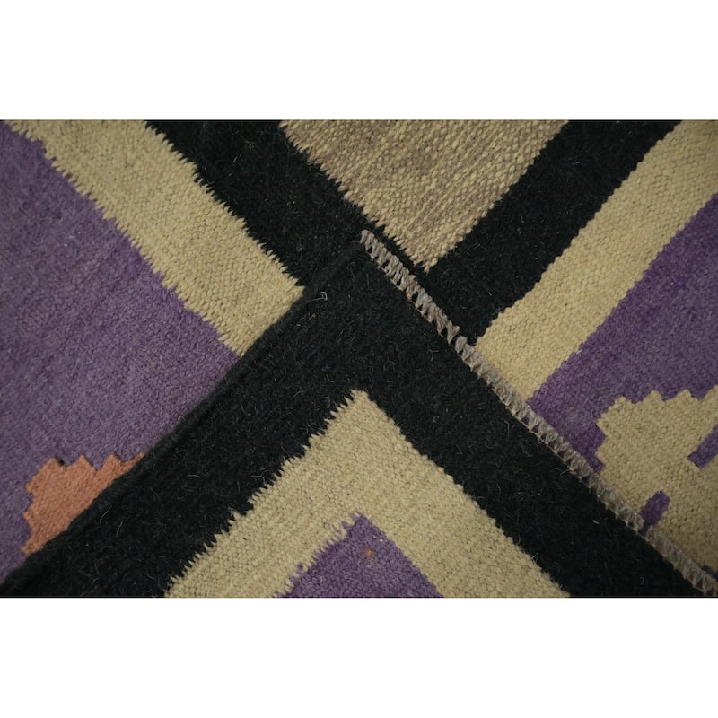 Hand Woven Oriental 100% Wool Carpet Southwestern Modern Brown Kilim Area Rug - 10' 1'' X 9' 8''