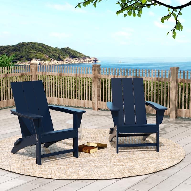 Polytrends Shoreside Folding Poly Eco-Friendly All Weather Outdoor Adirondack Chair (Set of 2)