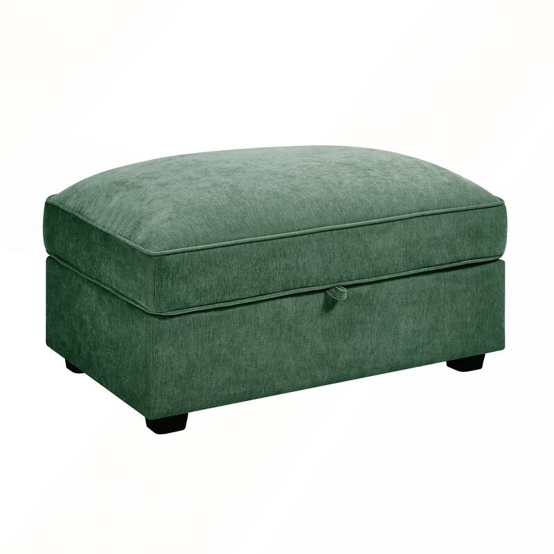 Chenille Upholstered Ottoman with Hidden Storage for Modern and Nordic Home Decor
