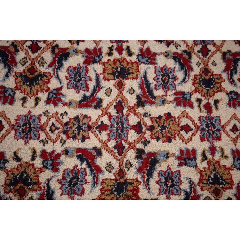 Ivory & Red Floral Kashan Turkish Area Rug Machine Made Carpet - 9'8" x 13'0"