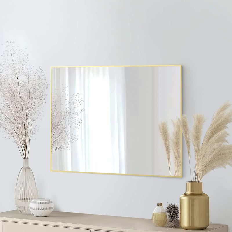 30 x 36 Inch Shatterproof Wall Mount Metal Frame Mirror