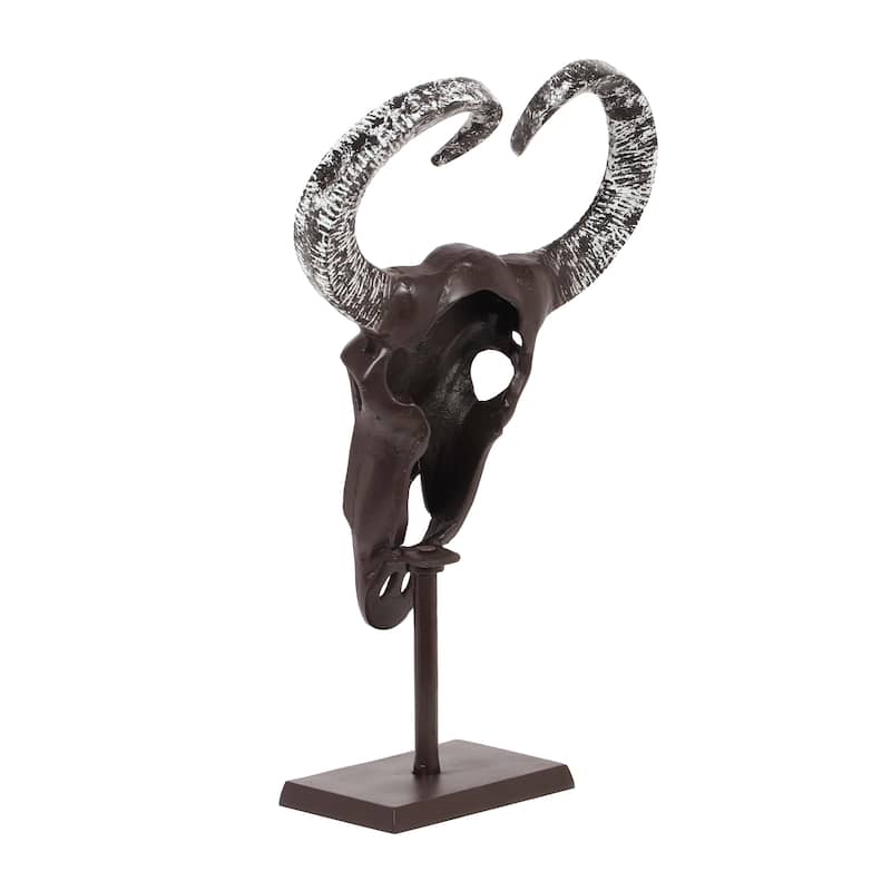 Autrey Indoor Aluminum Handcrafted Bull Skull Wall Decor with Stand by
