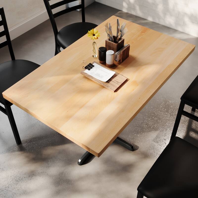 Rectangular Solid Wood Commercial Tabletop w/ 23.75" x 29.5" Dining Height X-Base - 30"W x 48"D x 29.5"H
