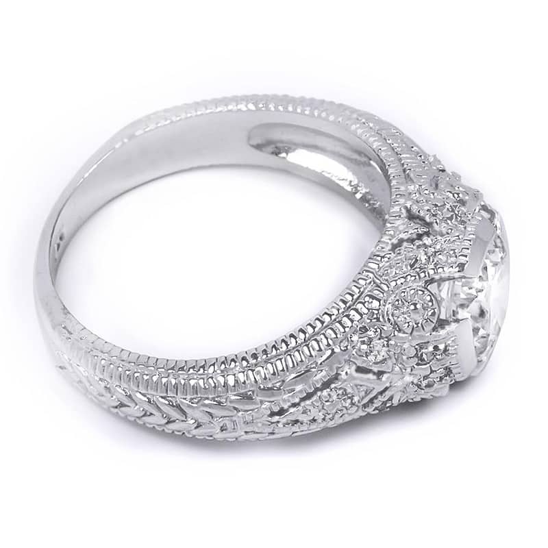Antique Style Bridal Engagement Ring 2.00 Cart CZ Sterling Silver