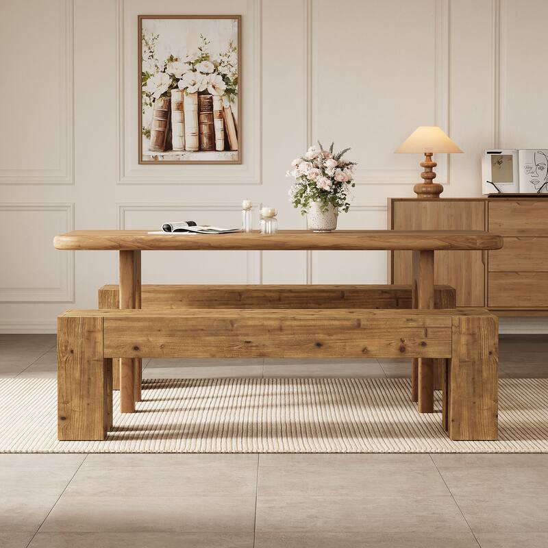 Solid Wood Dining Bench, 63" Long Heavy Duty Kitchen Table Bench