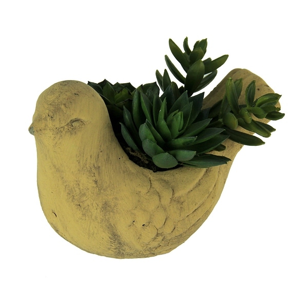 Artificial Succulent Plants In Ceramic Bird Planter - 4.25 X 6.25 X 4.25 inches
