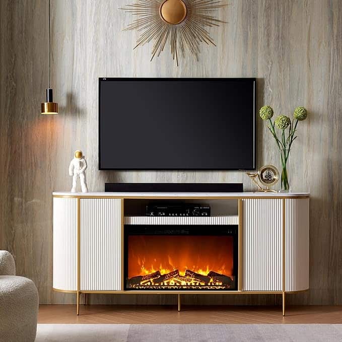 70" Modern Luxury Fireplace TV Stand, Entertainment Center, TV Console