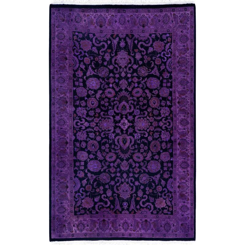 Overdyed One-of-a-Kind Hand-Knotted Area Rug - Purple - 4' 1" x 6' 6"