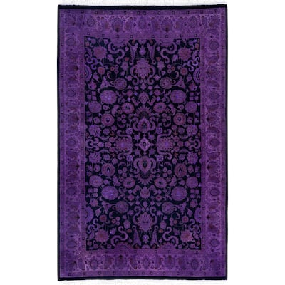Overdyed One-of-a-Kind Hand-Knotted Area Rug - Purple - 4' 1" x 6' 6"