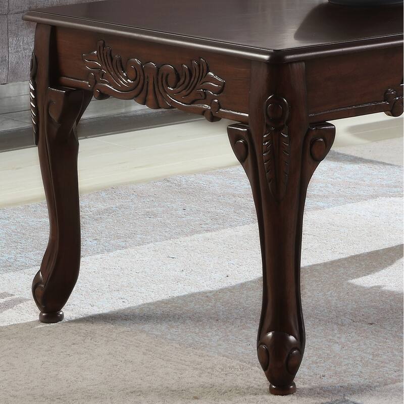 48" Traditional Wooden Coffee Table with Detailed Claw Feet for Living Room
