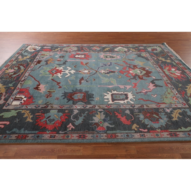 All-Over Oushak Oriental Area Rug Hand-Knotted Wool Carpet - 8'4" x 9'9"