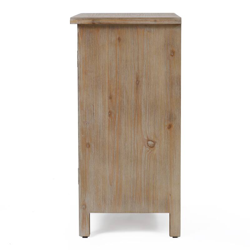 Floral Lattice Metal 2-Door Farmhouse Pine Wood Storage Cabinet - 31.9" H x 31.5" W x 15.7" D