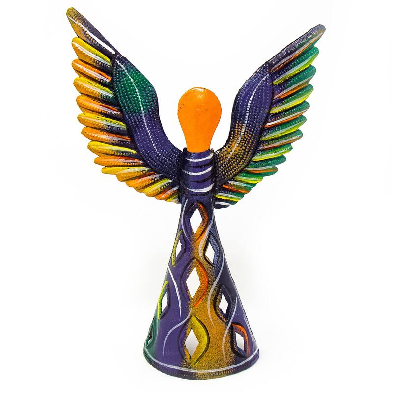 Handmade Hand Painted 9 Inch Standing Metal Angel (Haiti)