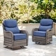 preview thumbnail 58 of 187, Outdoor Patio Sofa Swivel Chair with 6-Inch Thick Cushions Set 2PCS Swivel Chair - Grey Wicker Blue Cushion