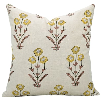 Linen Farmhouse Block print pillow Cover - Amitabh