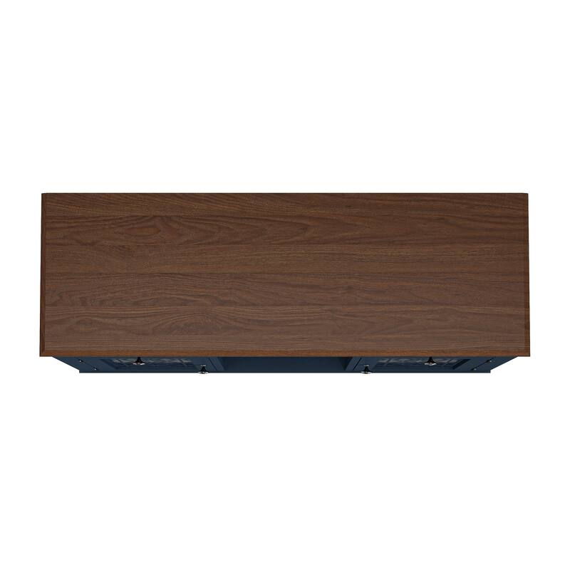 47" Stylish Wine Cabinet with Metal Wine Glass Rack - 47" in Width