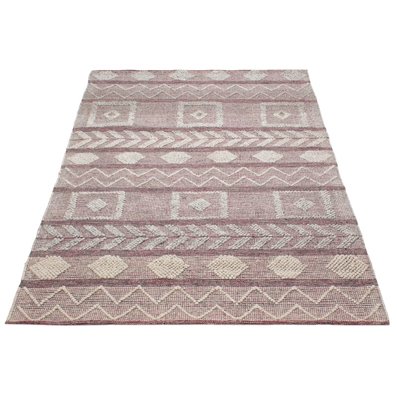 ECARPETGALLERY Braid weave Sienna Pink Wool Rug - 6'1 x 9'0