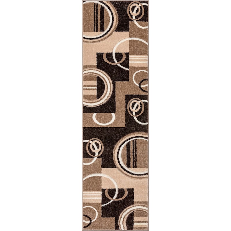 Well Woven Modern Geometric Arcs Shapes Runner Rug - 2' x 7' - 2' x 7' - Ivory - Runner/Rectangle