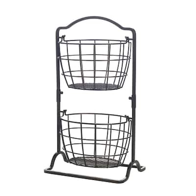 Mikasa Harbor 2-Tier Hanging Basket, Black