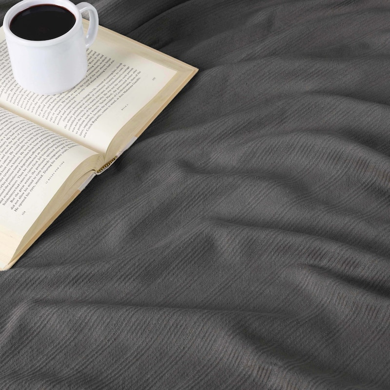 Superior Milan Cotton Textured Striped Lightweight Woven Blanket