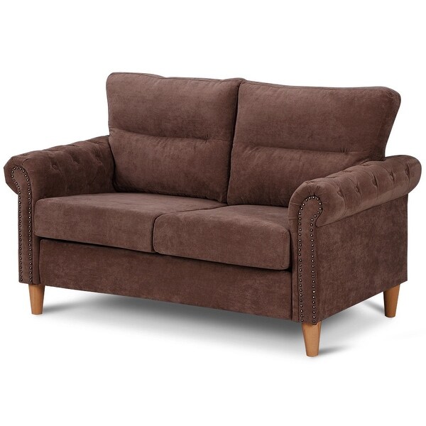 Shop Modern Upholstered 2-Seater Nailhead Linen Fabric ... High resistance cushions in 35kg.