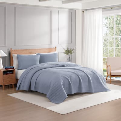 Tommy Hilfiger Christopher Texture Cotton Blue Quilt Set