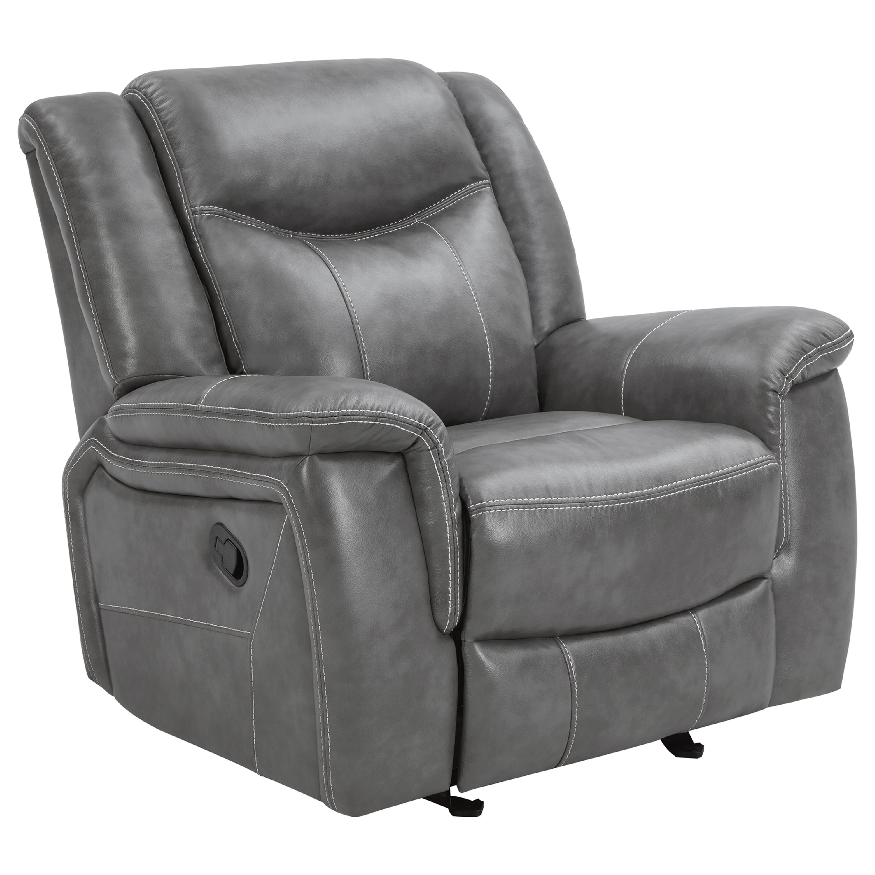 Leatherette Glider Recliner Chair with Stitched Details, Gray