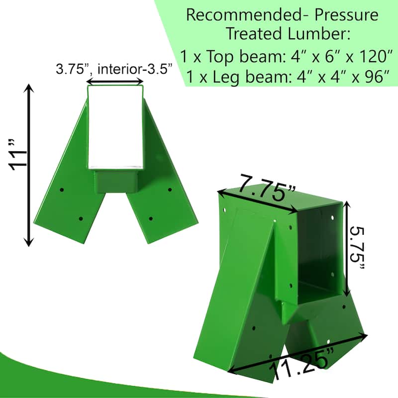 Heavy-Duty Durable and Rust Resistant Steel Swing Brackets for Backyard Playground Set Wooden Swing, Green