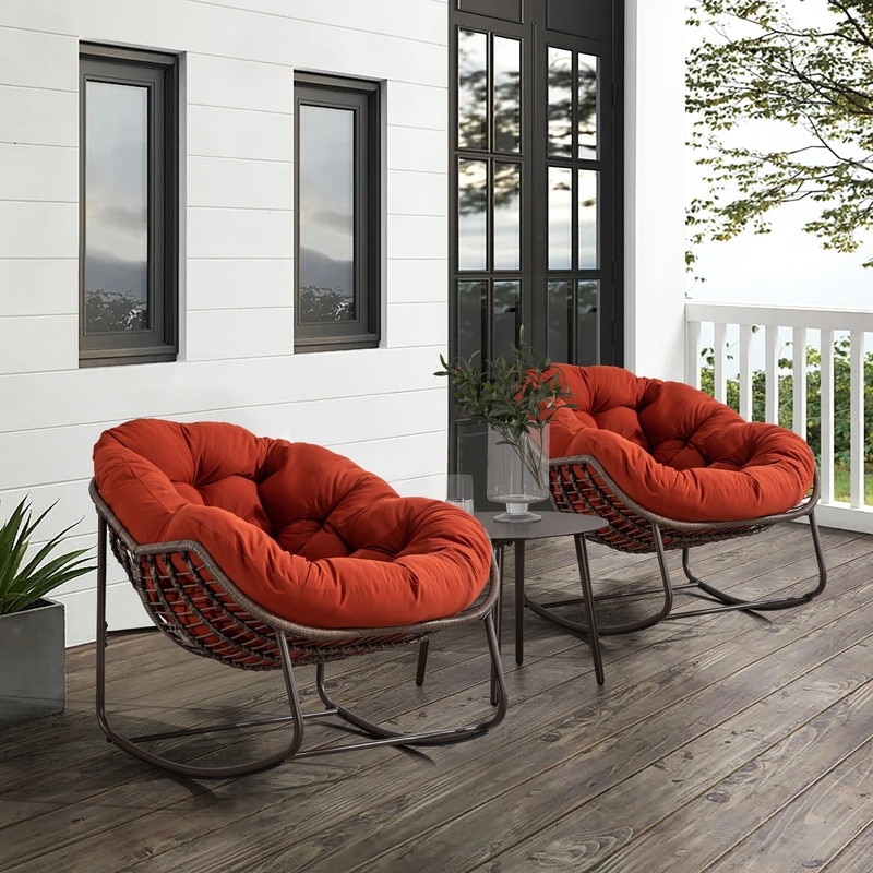 Outdoor Rattan Rocking Chair Padded Cushion Rocker Recliner Chair Outdoor for Front Porch Living Room Patio Garden Bed Bath Beyond 39095501