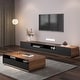 preview thumbnail 11 of 15, Modern Wood White TV Stand, Lowline Media Console with 4 Drawers, Open Storage Cabinet, Walnut Veneer, Fully-assembled 94" - Black+Wood