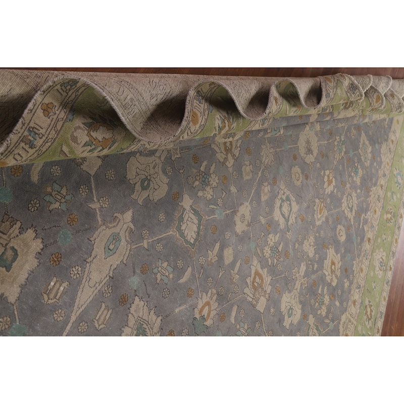 Vintage Distressed Over-Dyed Tabriz Persian Rug Handmade Wool Carpet - 9'6" x 12'7"