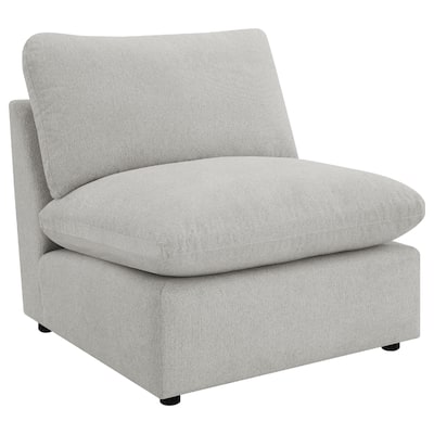 Biny Modular Armless Chair, Light Gray, Plush Foam Cushions