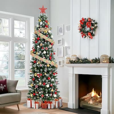 Pre-lit Pencil Christmas Tree, Xmas Tree for Room, Bedroom, Apartment - N/A