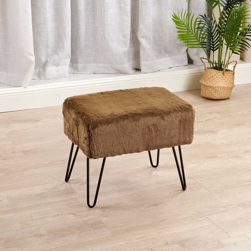 Serenta Solid Color Fauxfur Ottoman