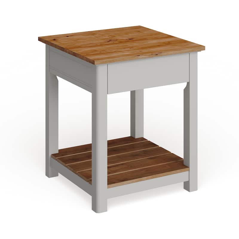 Savannah End Table, Ivory with Natural Wood Top