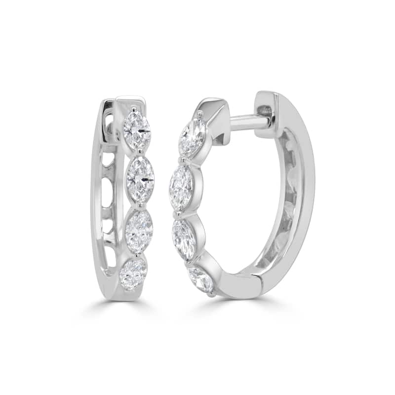 Joelle Collection 14K White Gold Marquise Shape Diamond Earrings - White