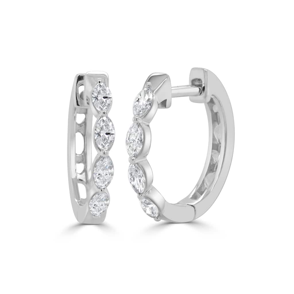 Joelle Collection 14K White Gold Marquise Shape Diamond Earrings