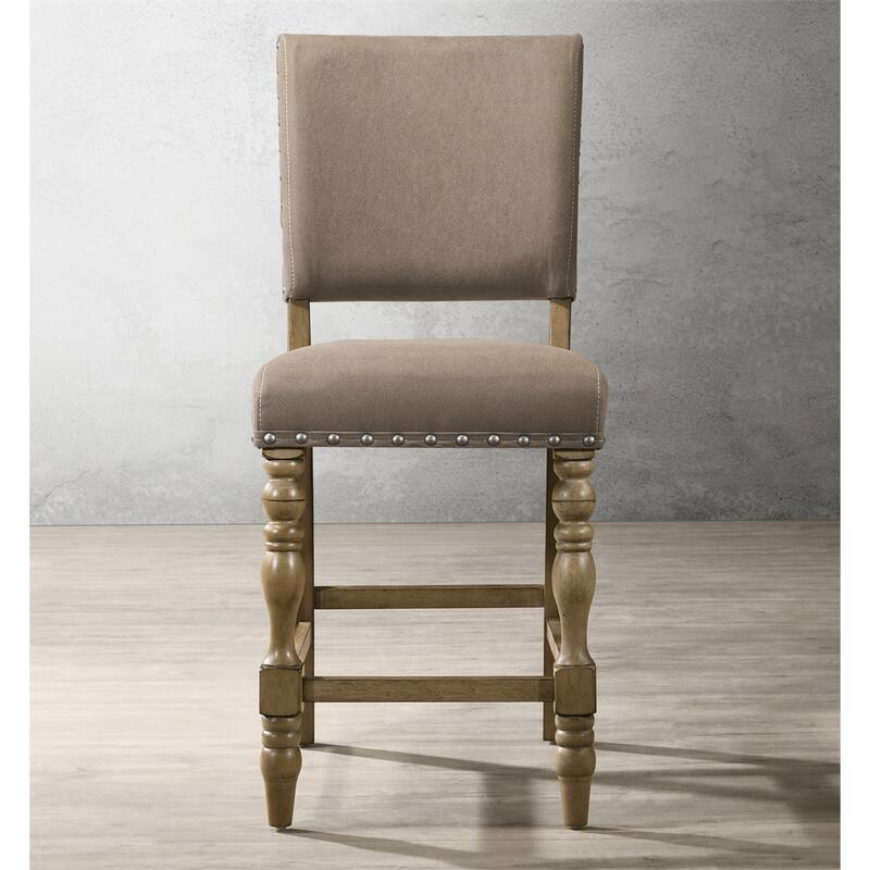 2 PCS Birmingham Script Printed Driftwood Counter Height Dining Chair