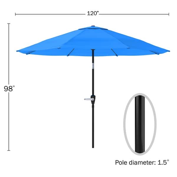 Pure Garden 10 ft Patio Umbrella with Auto Tilt and Hand Crank On
