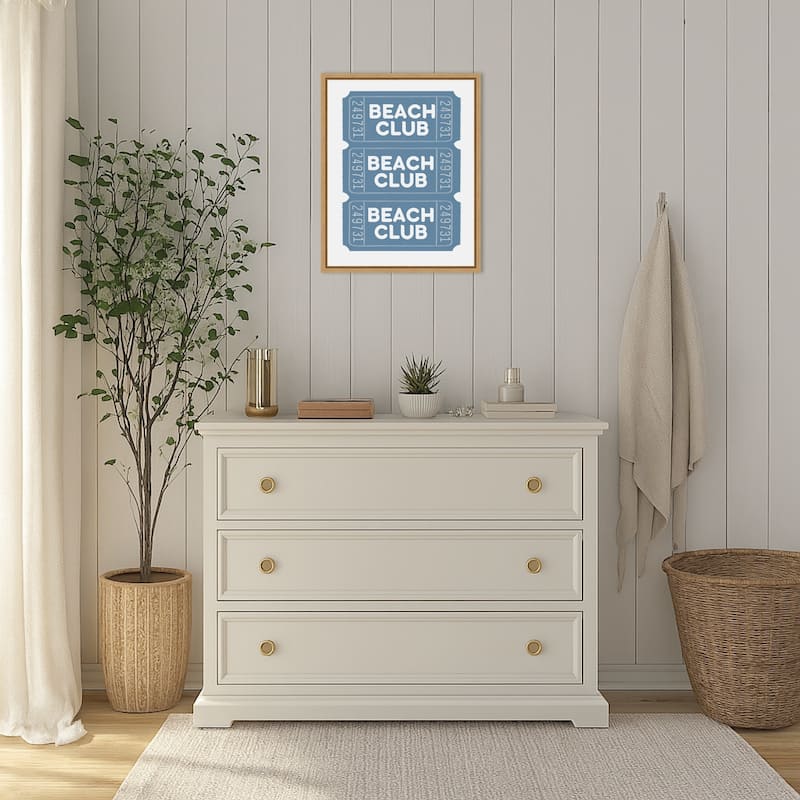 Beach Club Tickets by Jolly and Dash (16 x 20 in.), Framed Canvas Wall Art Print