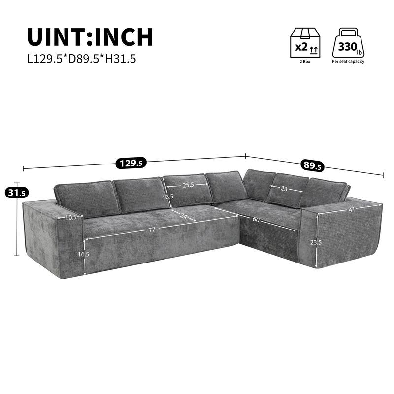 Modular L Shaped Sectional Sofa Floor Couch Chenille Upholstered Sofa