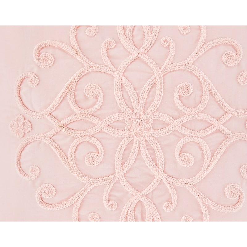 Pink Boho Collection Girl 4pc Nursery Crib Bedding Set - Solid Color Blush Shabby Chic Princess Luxurious Luxury Elegant Vintage