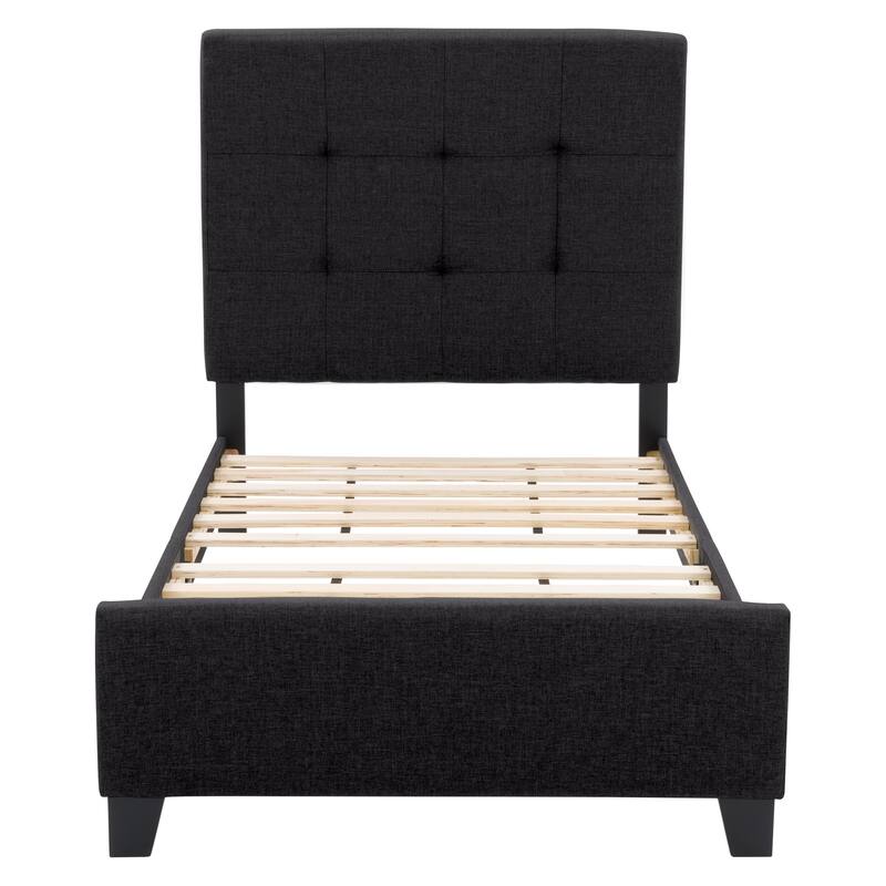 CorLiving Ellery Black Fabric Tufted Bed