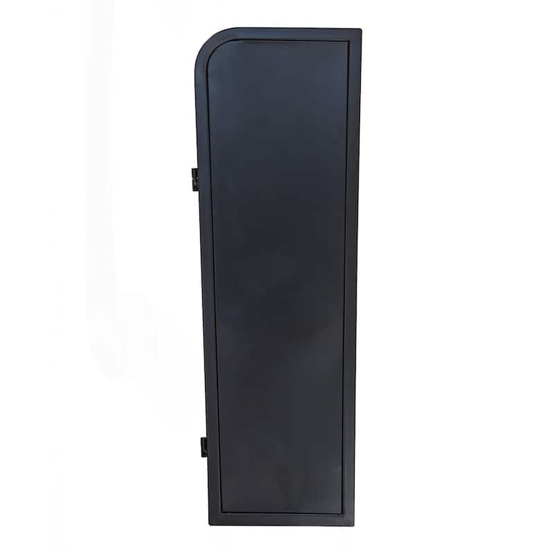 Versatile Wall-Mounted Metal Cabinet with Tempered Glass Doors and Shelves for Various Rooms