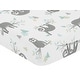 preview thumbnail 3 of 4, Sweet Jojo Designs Blue Grey Jungle Sloth Leaf Unisex Boy or Girl Fitted Crib Sheet - Turquoise Gray Green Botanical Rainforest
