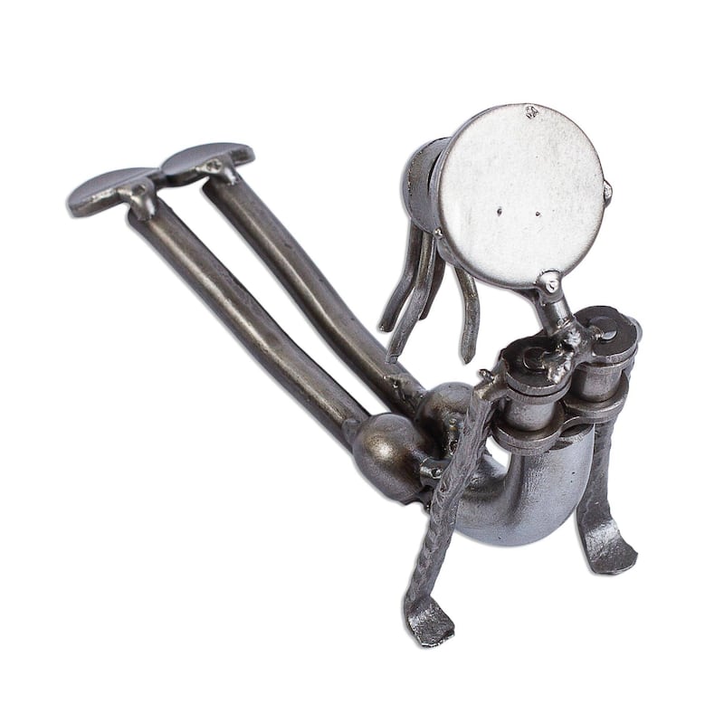 NOVICA Cobra Pose II, Recycled metal yoga sculpture