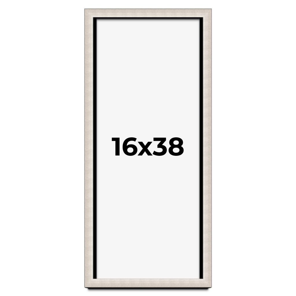 16x38 Shadow Box Frame Silver Real Wood Contemporary Shadowbox Display Frame UV Acrylic Front Acid Free Backing and Hardware