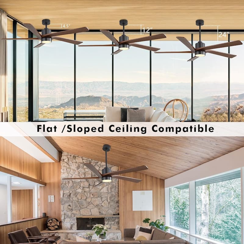 72" Matte Black Aero Blade Ceiling Fan with LED Light and Remote - Matte Black - 72"D x 72"W x 21"H