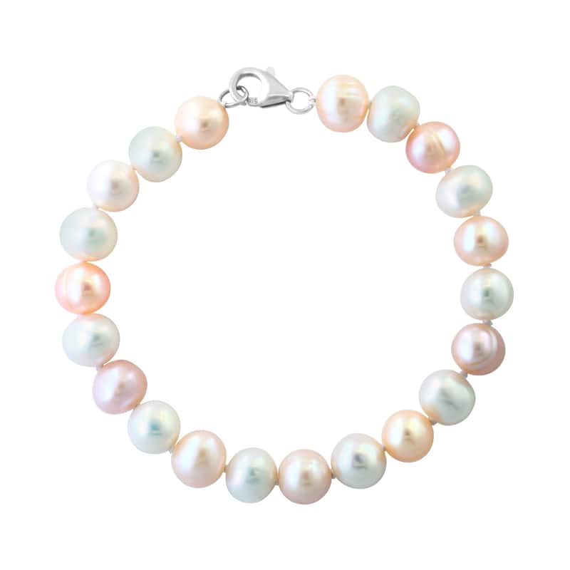 EFFY 925 Sterling Silver Pink and Peach Freshwater Pearl Bracelet