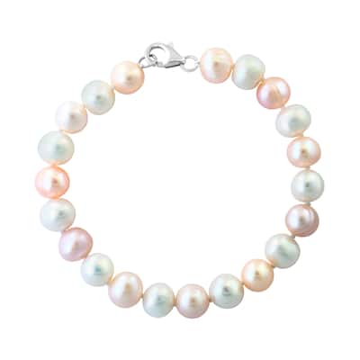 EFFY 925 Sterling Silver Pink and Peach Freshwater Pearl Bracelet